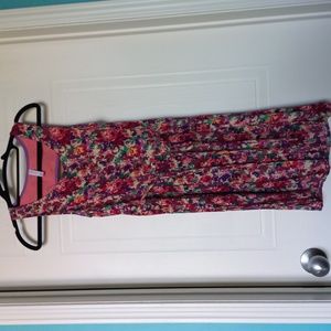 Purple Floral Dress with Back Cut Out XS